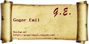 Goger Emil névjegykártya